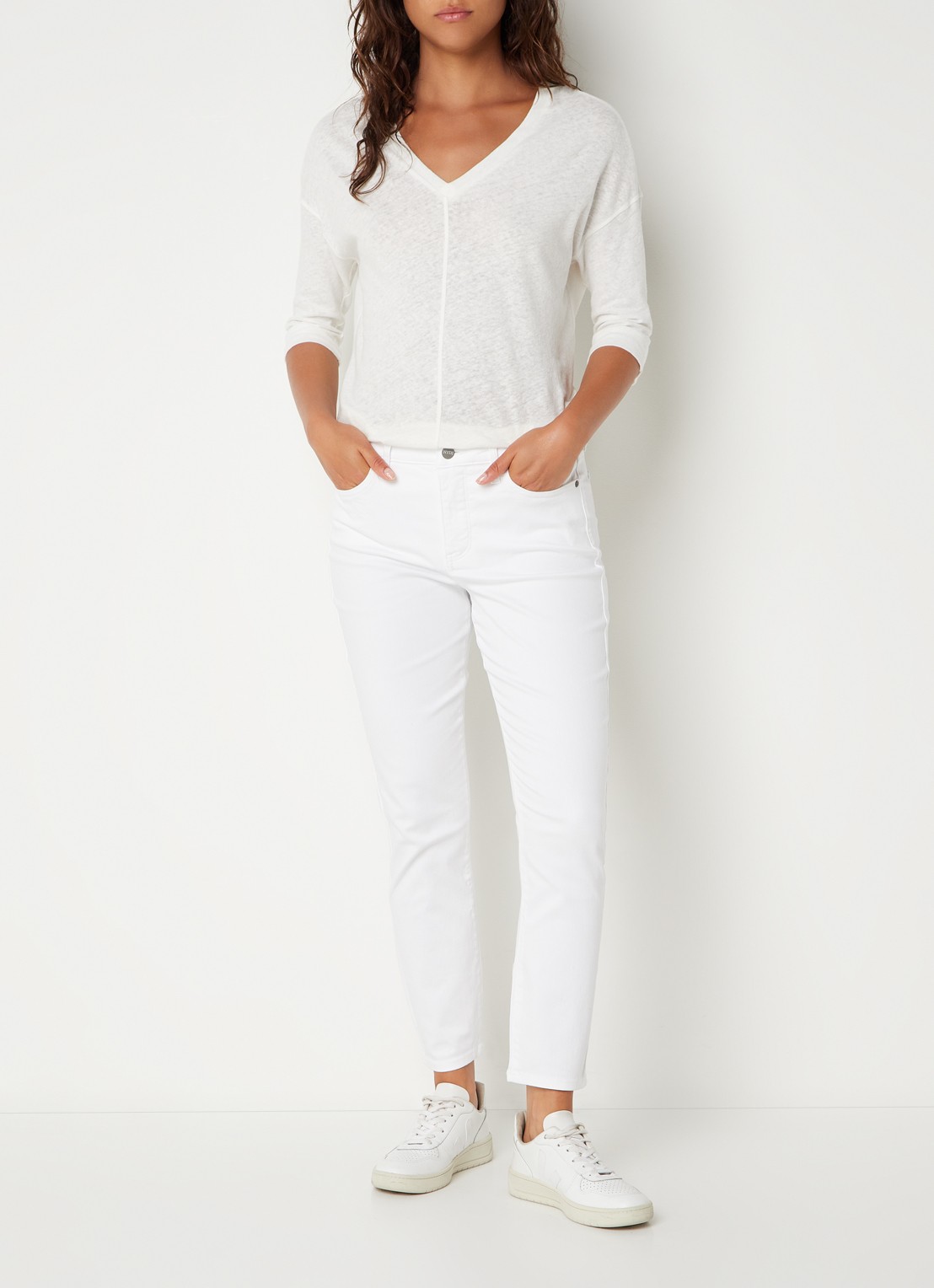 NYDJ Alina high waist cropped skinny jeans  - voorkant 2 wit