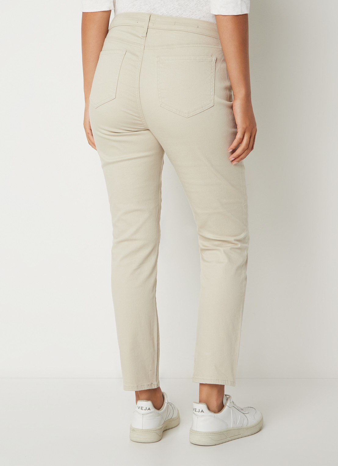 NYDJ Alina high waist cropped skinny jeans   - achterkant beige