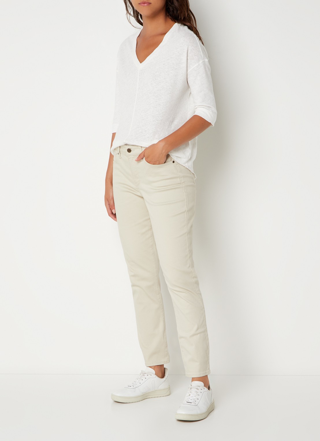 NYDJ Alina high waist cropped skinny jeans   - voorkant 5 beige