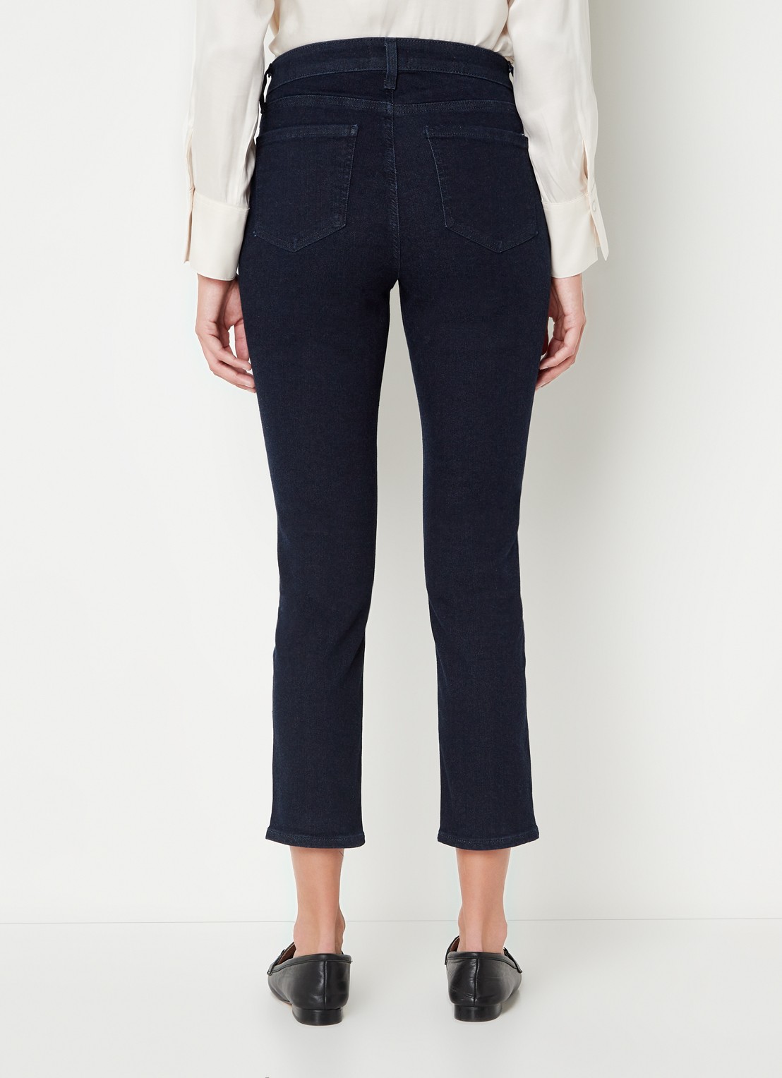 NYDJ Alina mid waist cropped skinny jeans met donkere wassing  - achterkant indigo