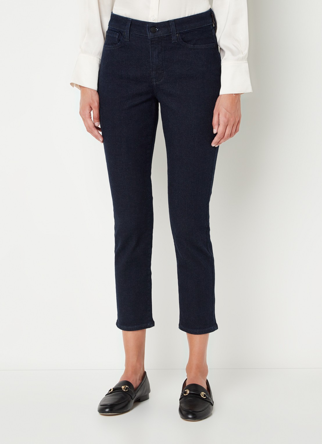 NYDJ Alina mid waist cropped skinny jeans met donkere wassing  - detail 4 indigo