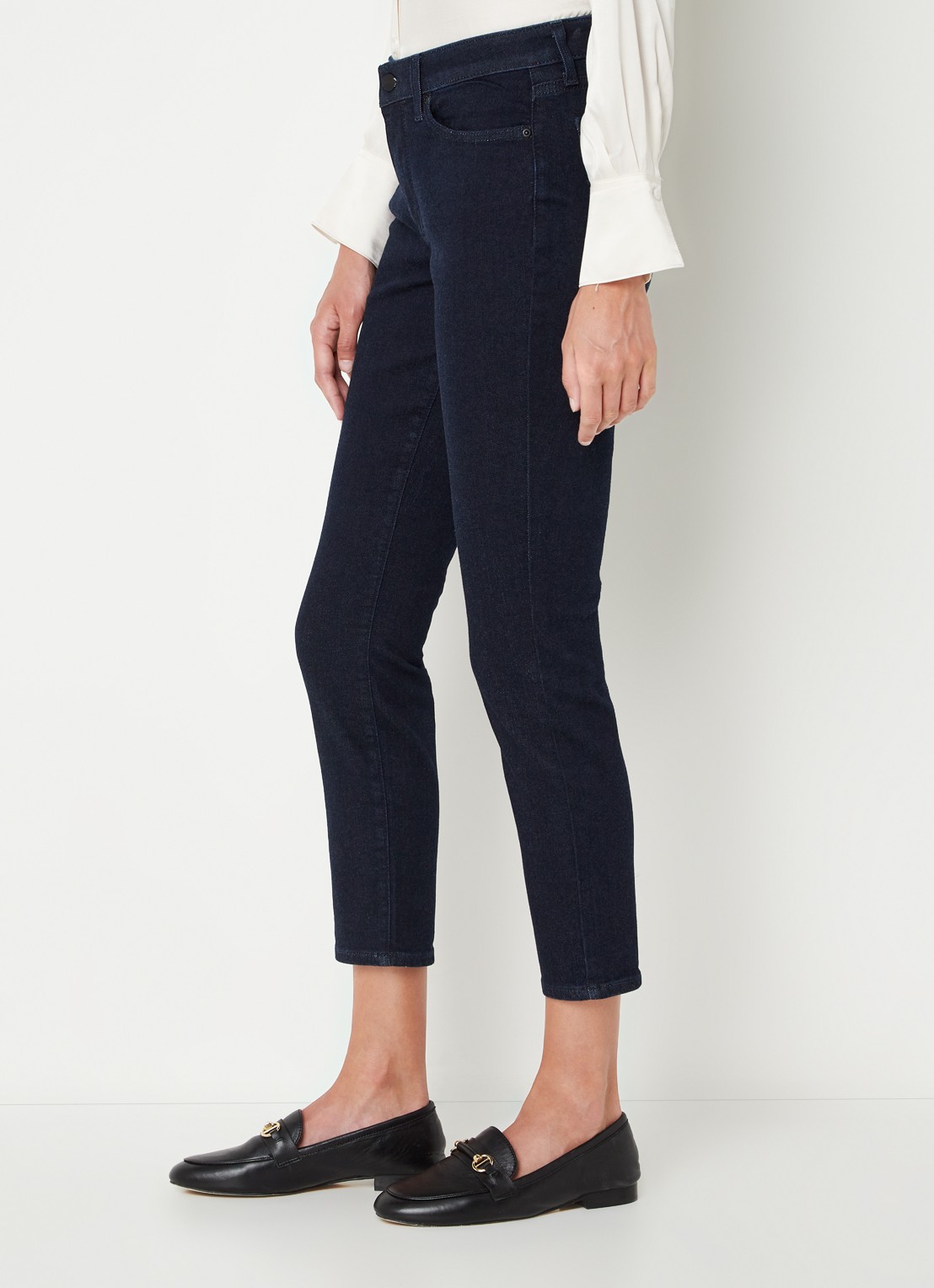NYDJ Alina mid waist cropped skinny jeans met donkere wassing  - detail 5 indigo