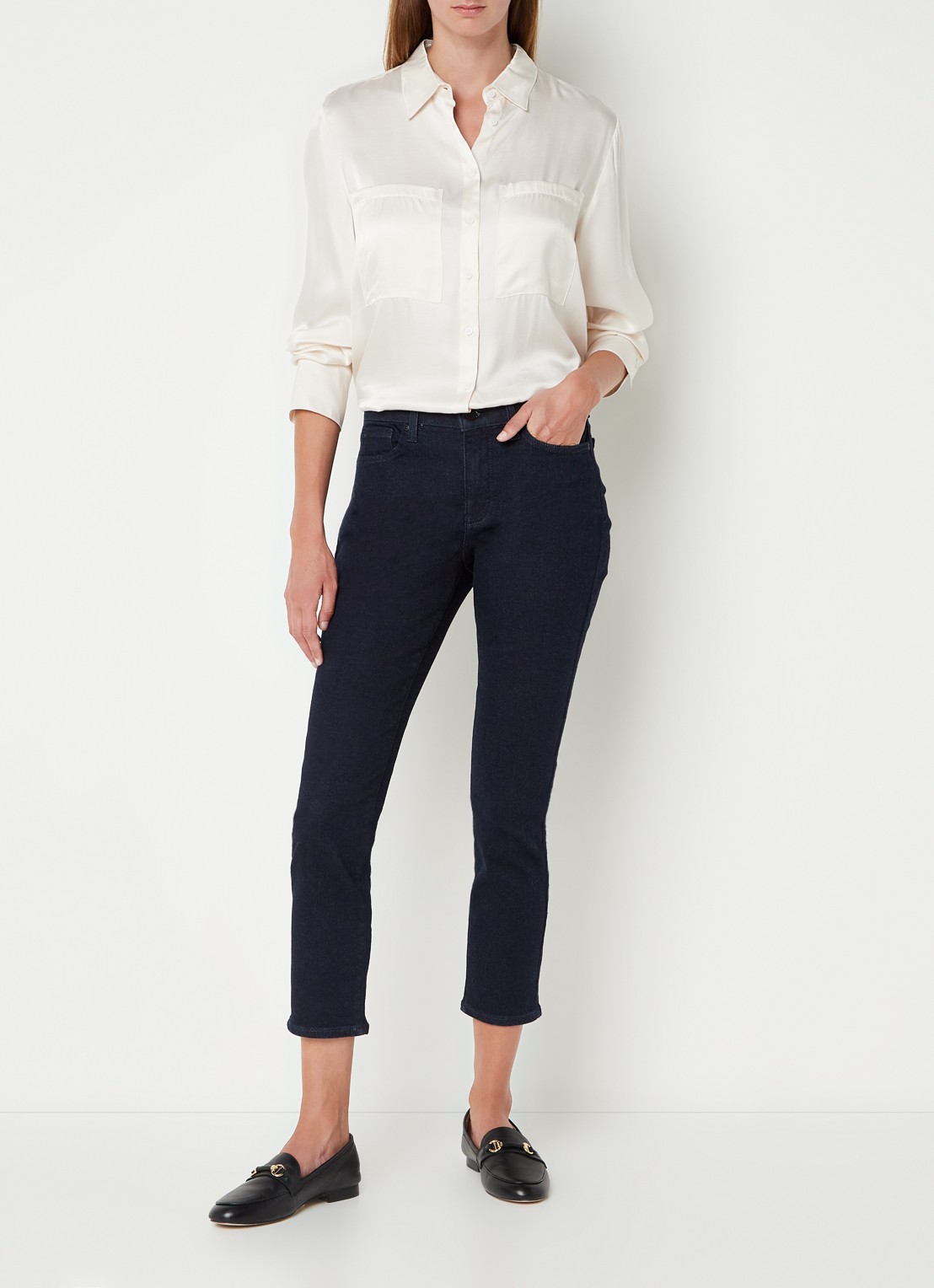 NYDJ Alina mid waist cropped skinny jeans met donkere wassing  - voorkant 3 indigo