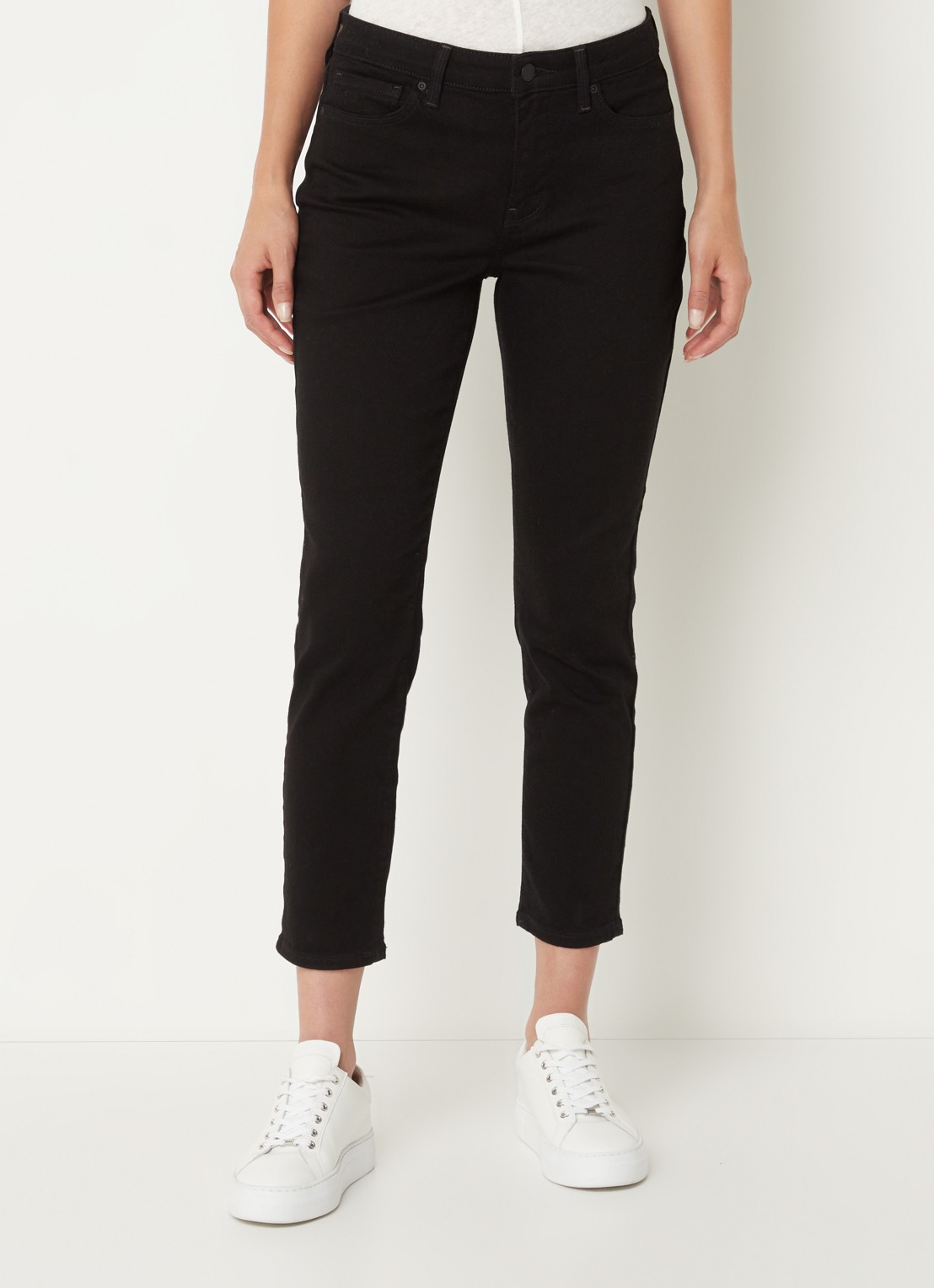 NYDJ Alina mid waist cropped skinny jeans met stretch - detail 4 zwart