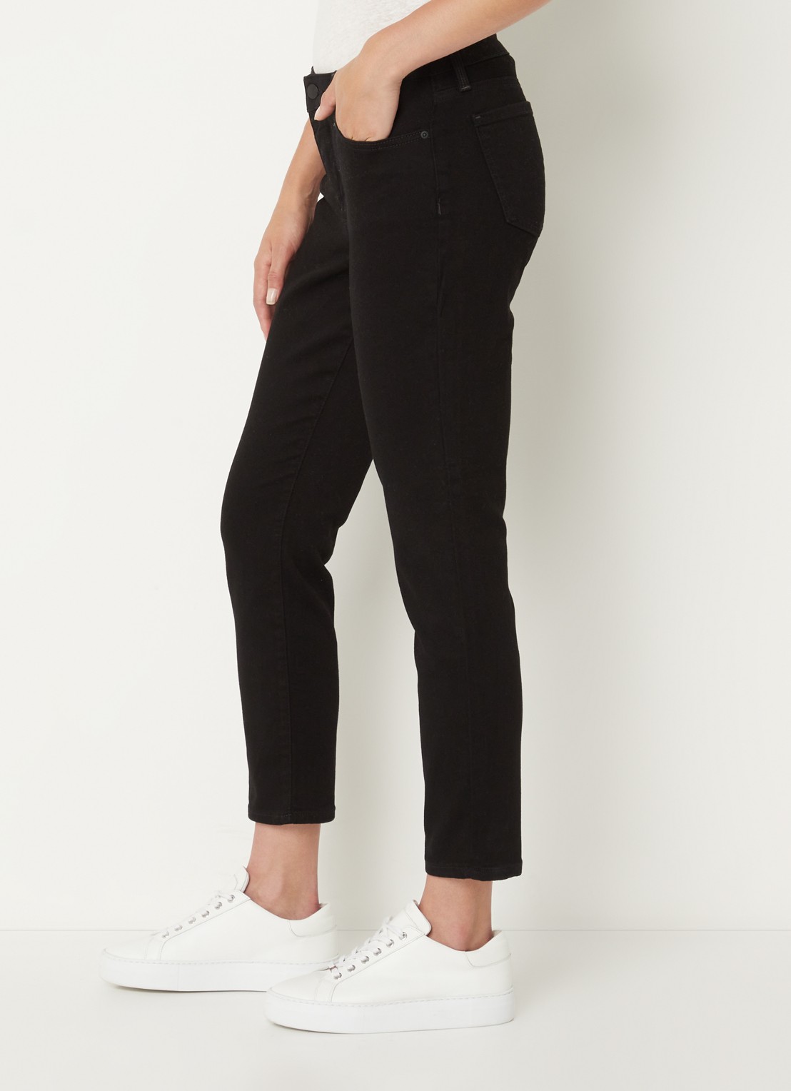 NYDJ Alina mid waist cropped skinny jeans met stretch - detail 5 zwart
