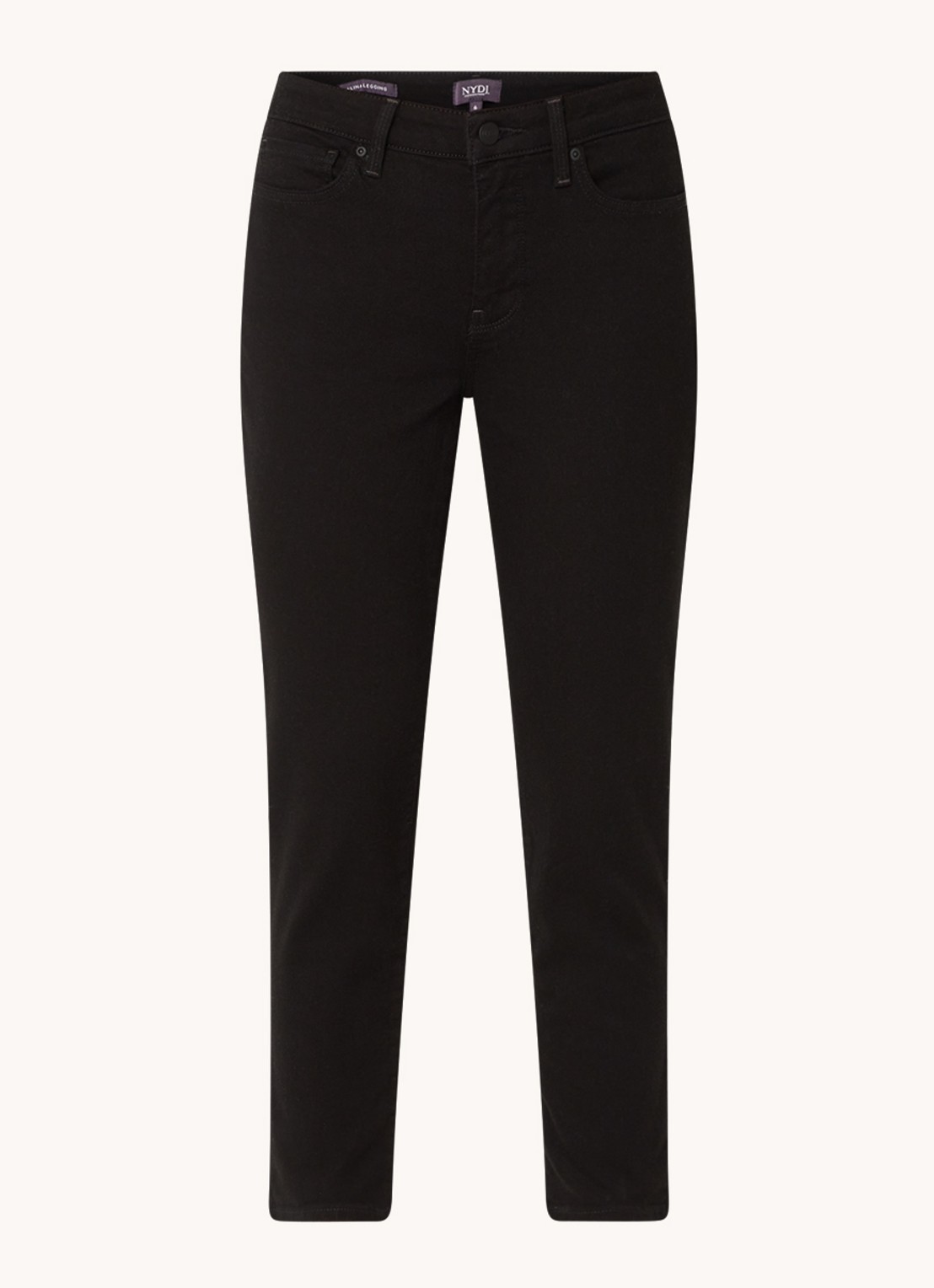 NYDJ Alina mid waist cropped skinny jeans met stretch - voorkant 2 zwart