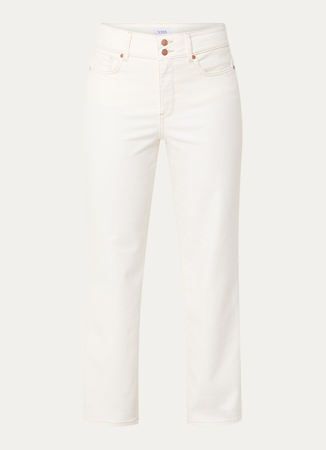 NYDJ Bailey high waist straight leg jeans met gekleurde wassing - voorkant 3 gebroken wit