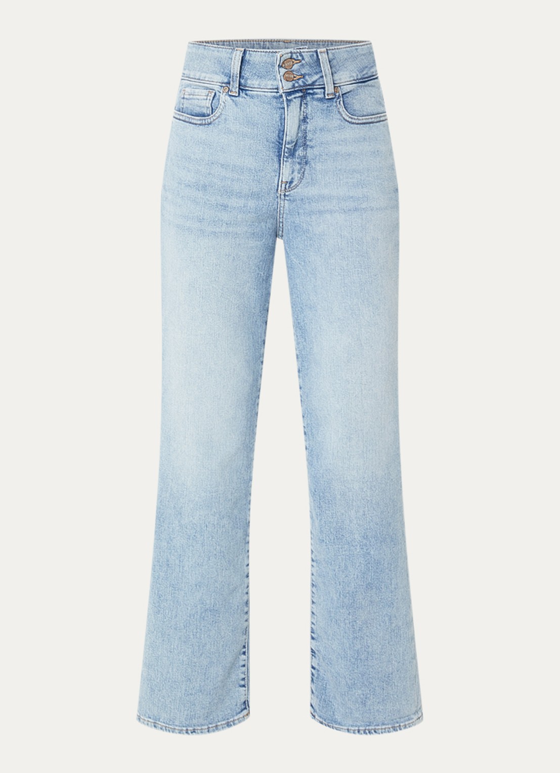 NYDJ Bailey mid waist slim fit jeans met steekzakken - voorkant 2 camel