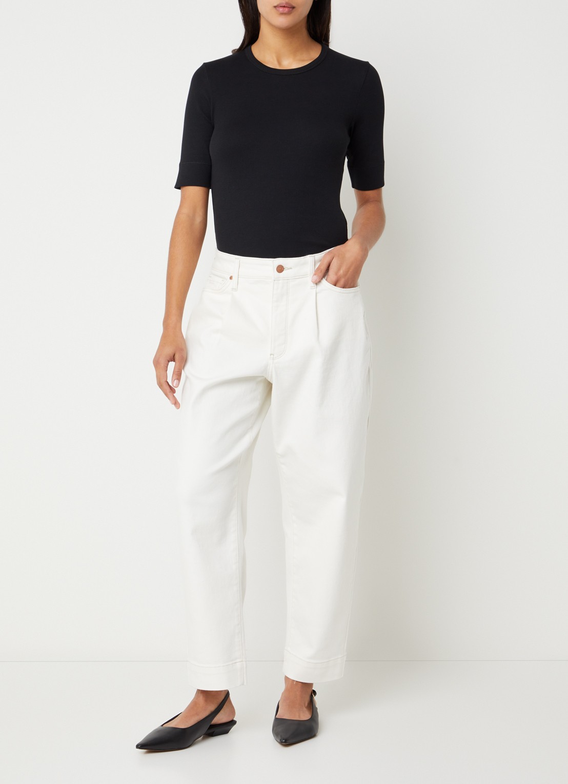 NYDJ Balloon mid waist balloon fit jeans met gekleurde wassing - voorkant 2 wit
