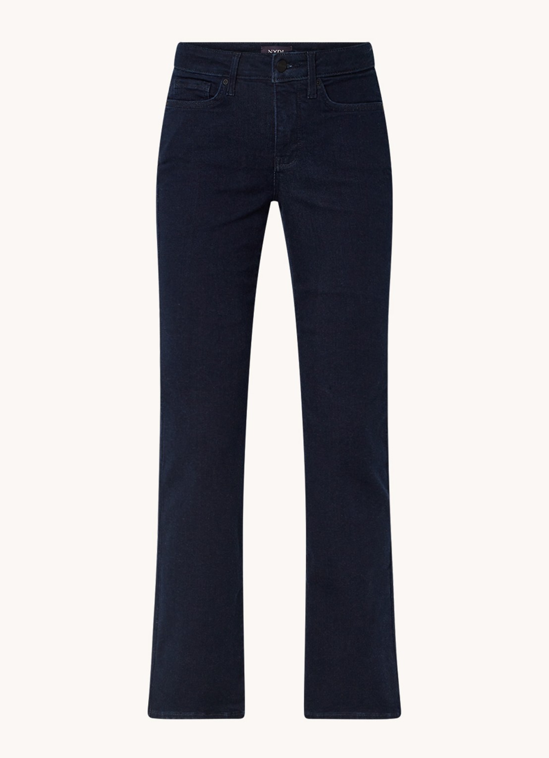 NYDJ Barbara mid waist bootcut jeans met donkere wassing - voorkant indigo