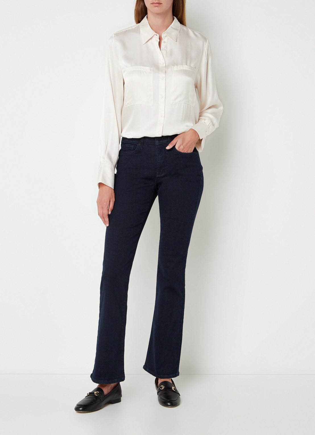 NYDJ Barbara mid waist bootcut jeans met donkere wassing - voorkant 2 indigo