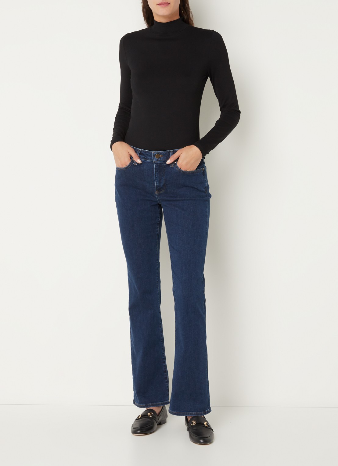 NYDJ Barbara mid waist bootcut jeans met stretch - voorkant 5 indigo