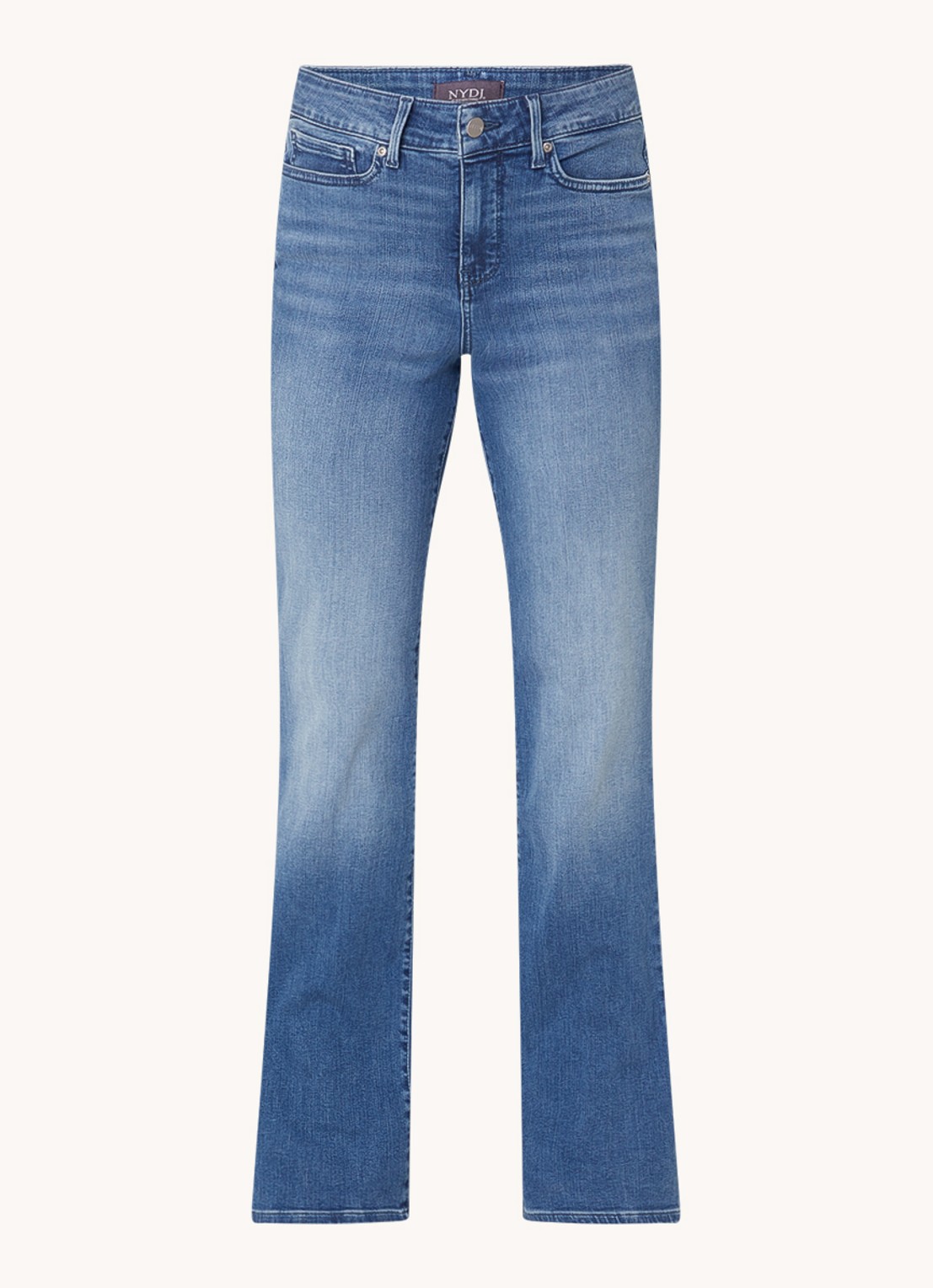 NYDJ Blake high waist flared jeans met stretch - voorkant middenblauw