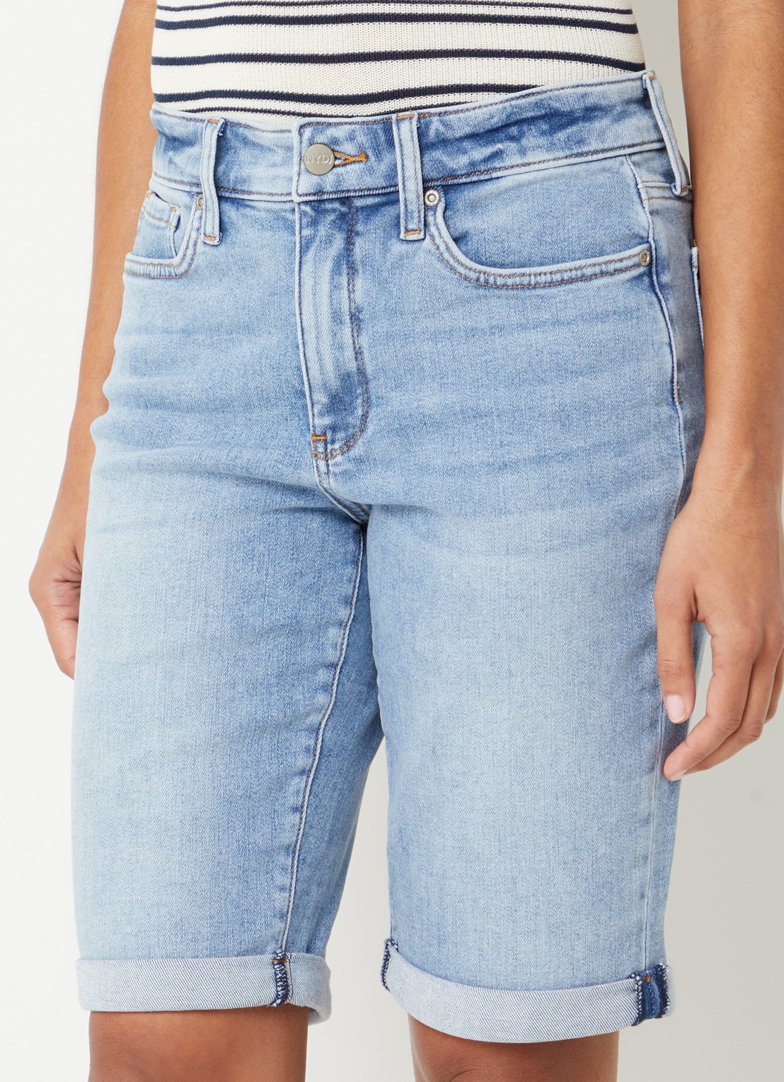 NYDJ Briella high waist slim fit korte broek van denim - detail 4 indigo