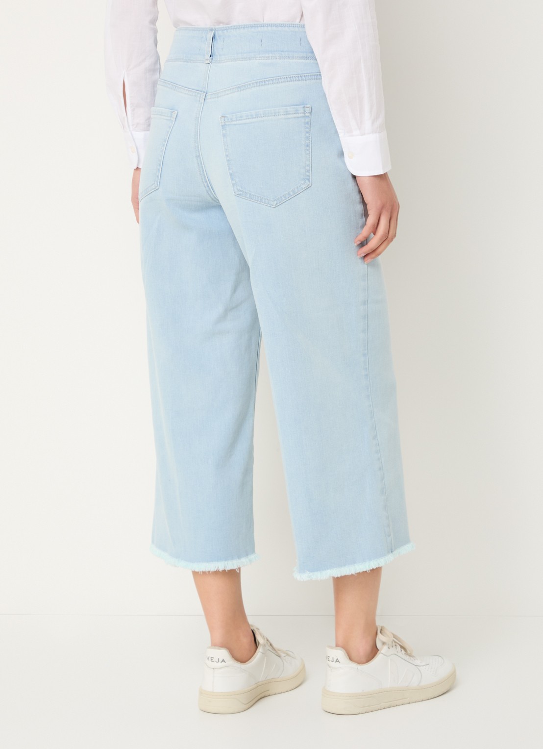 NYDJ Brigitte high waist wide leg cropped jeans met lichte wassing - achterkant 5 indigo