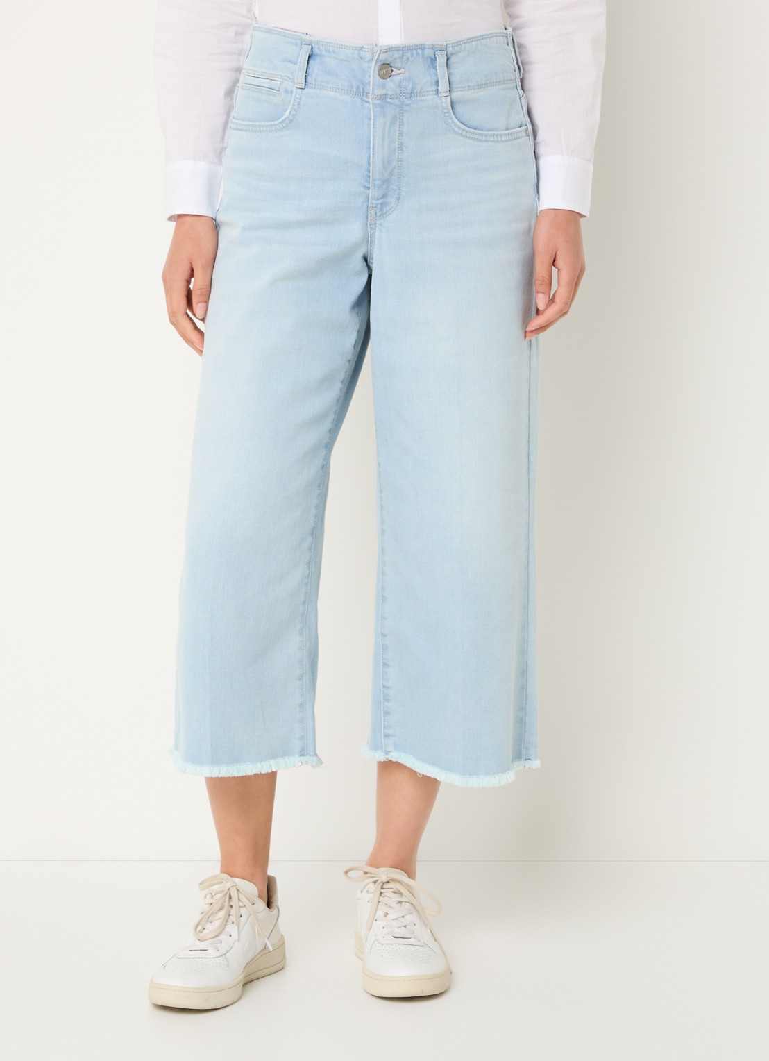 NYDJ Brigitte high waist wide leg cropped jeans met lichte wassing - detail 3 indigo