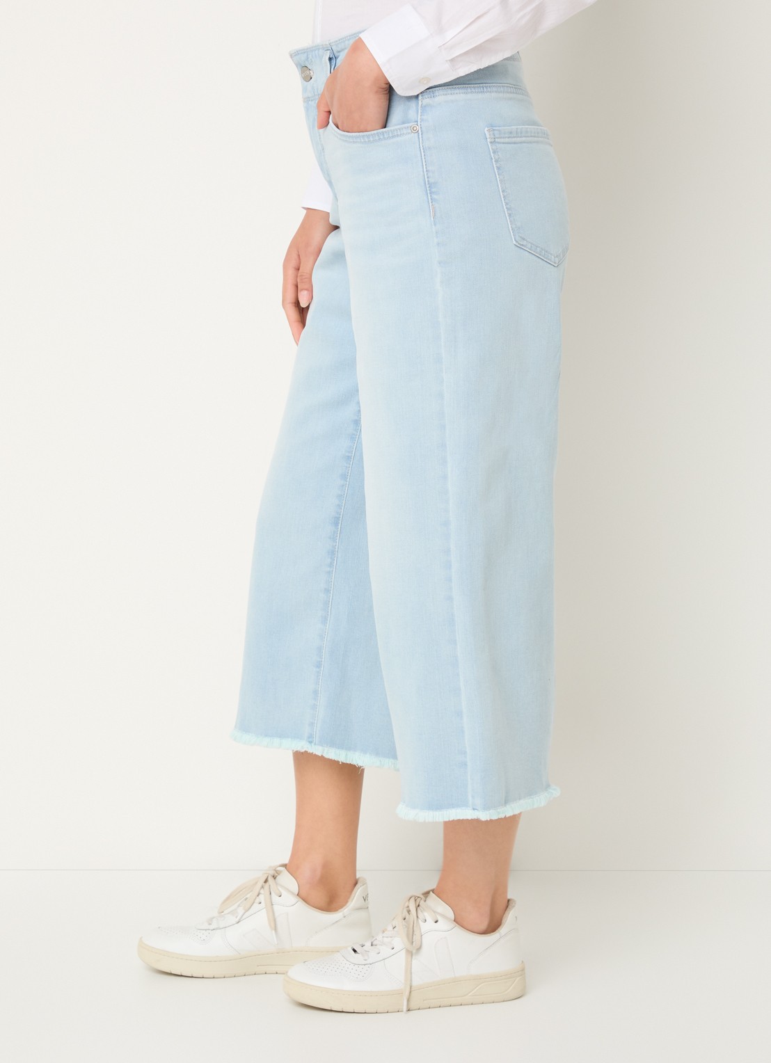 NYDJ Brigitte high waist wide leg cropped jeans met lichte wassing - detail 4 indigo