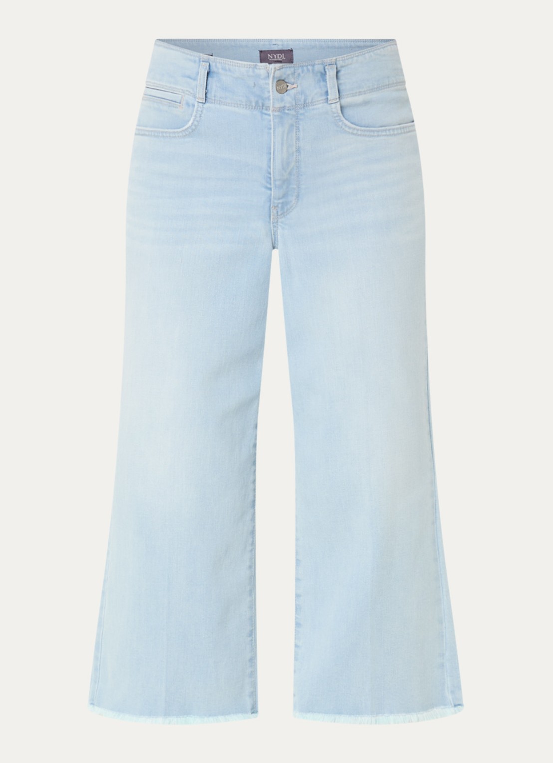 NYDJ Brigitte high waist wide leg cropped jeans met lichte wassing - voorkant indigo