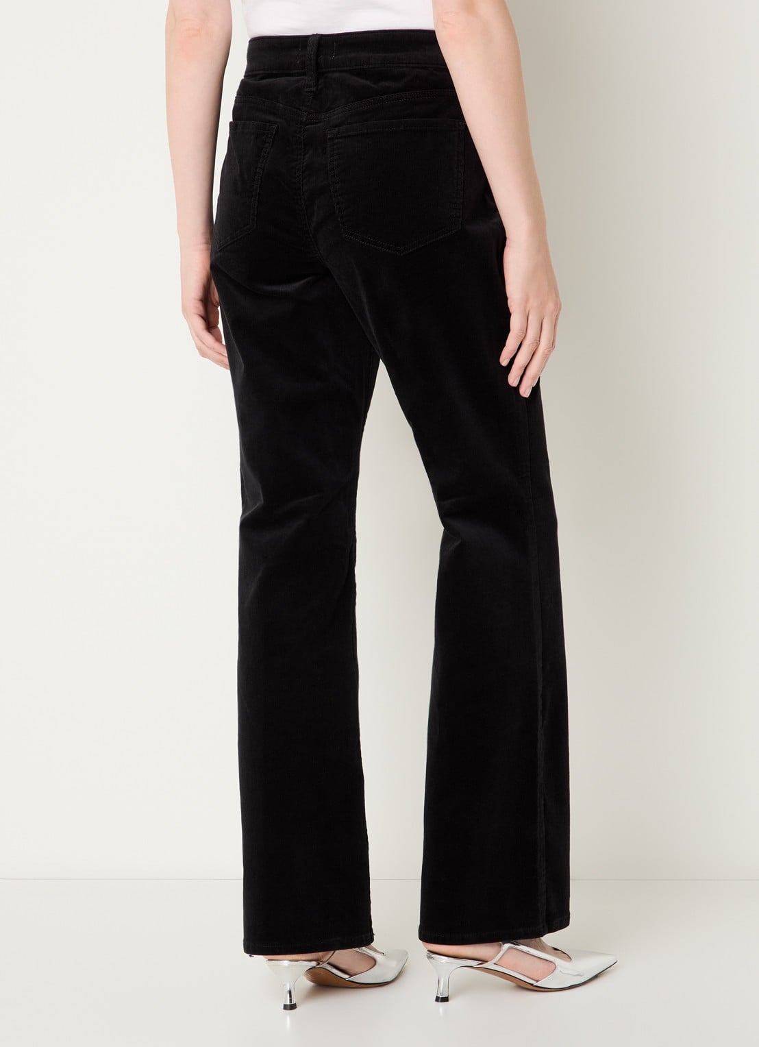 NYDJ Brooklyn high waist straight fit broek van corduroy - achterkant 3 zwart