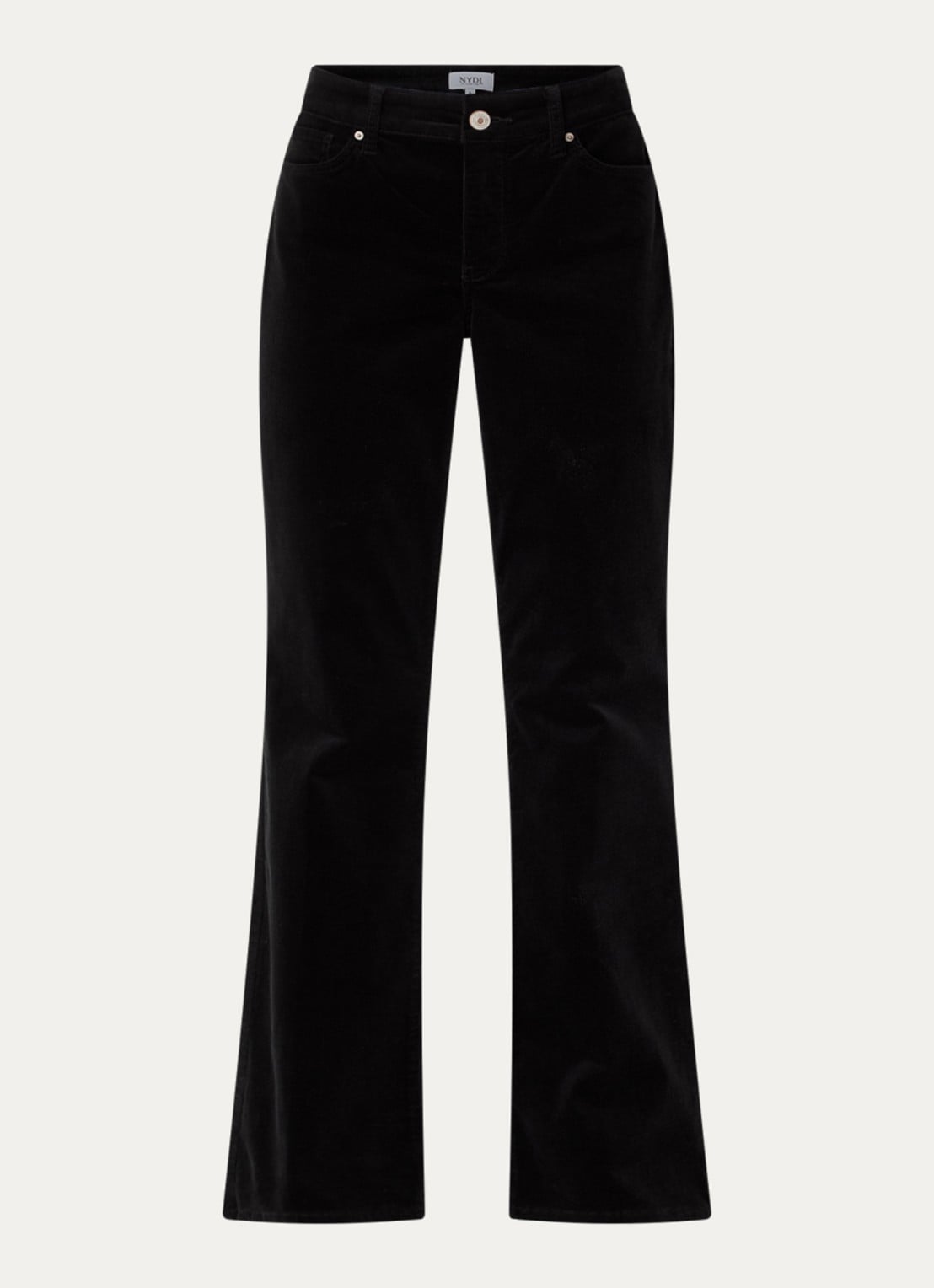NYDJ Brooklyn high waist straight fit broek van corduroy - voorkant 4 zwart