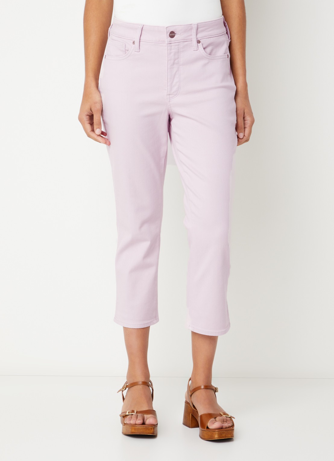 NYDJ Chloe mid waist skinny fit capri broek met gekleurde wassing - detail antraciet