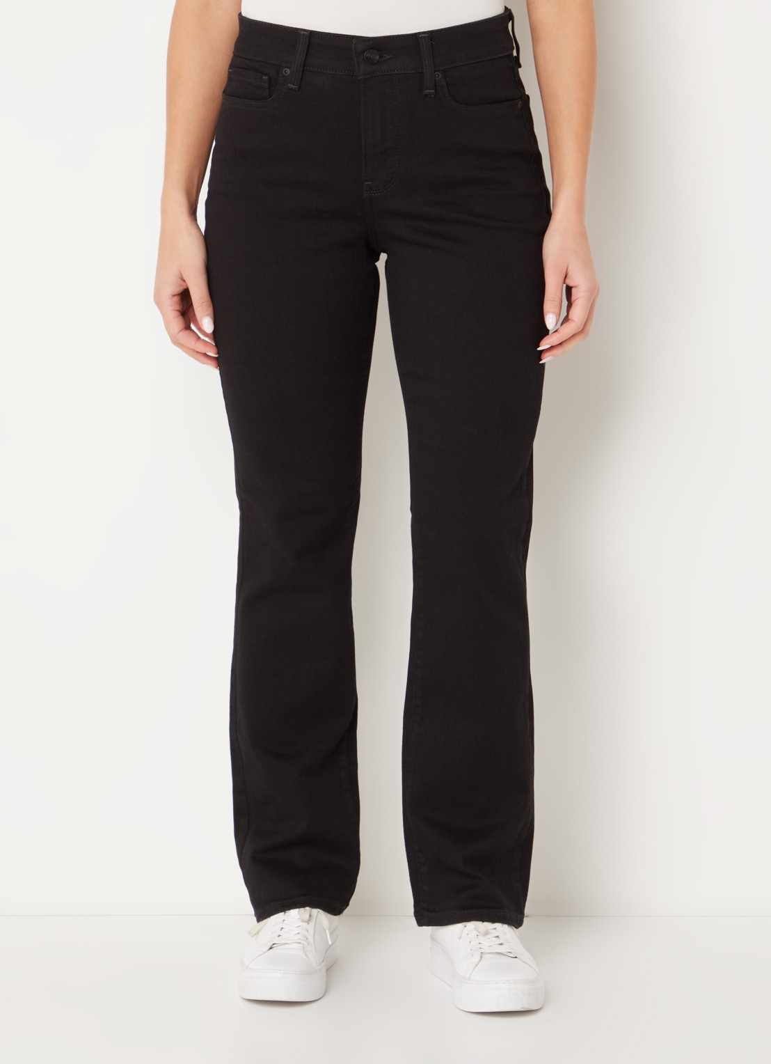 NYDJ Ellison high waist straight leg jeans met gekleurde wassing - detail zwart