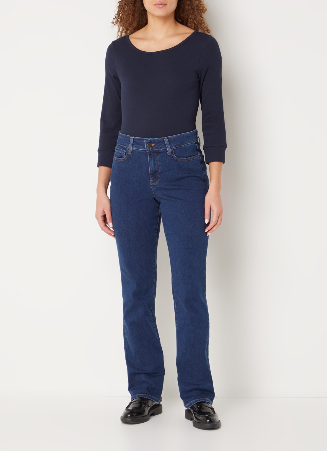 NYDJ Ellison high waist straight leg jeans met stretch - voorkant 3 blauw
