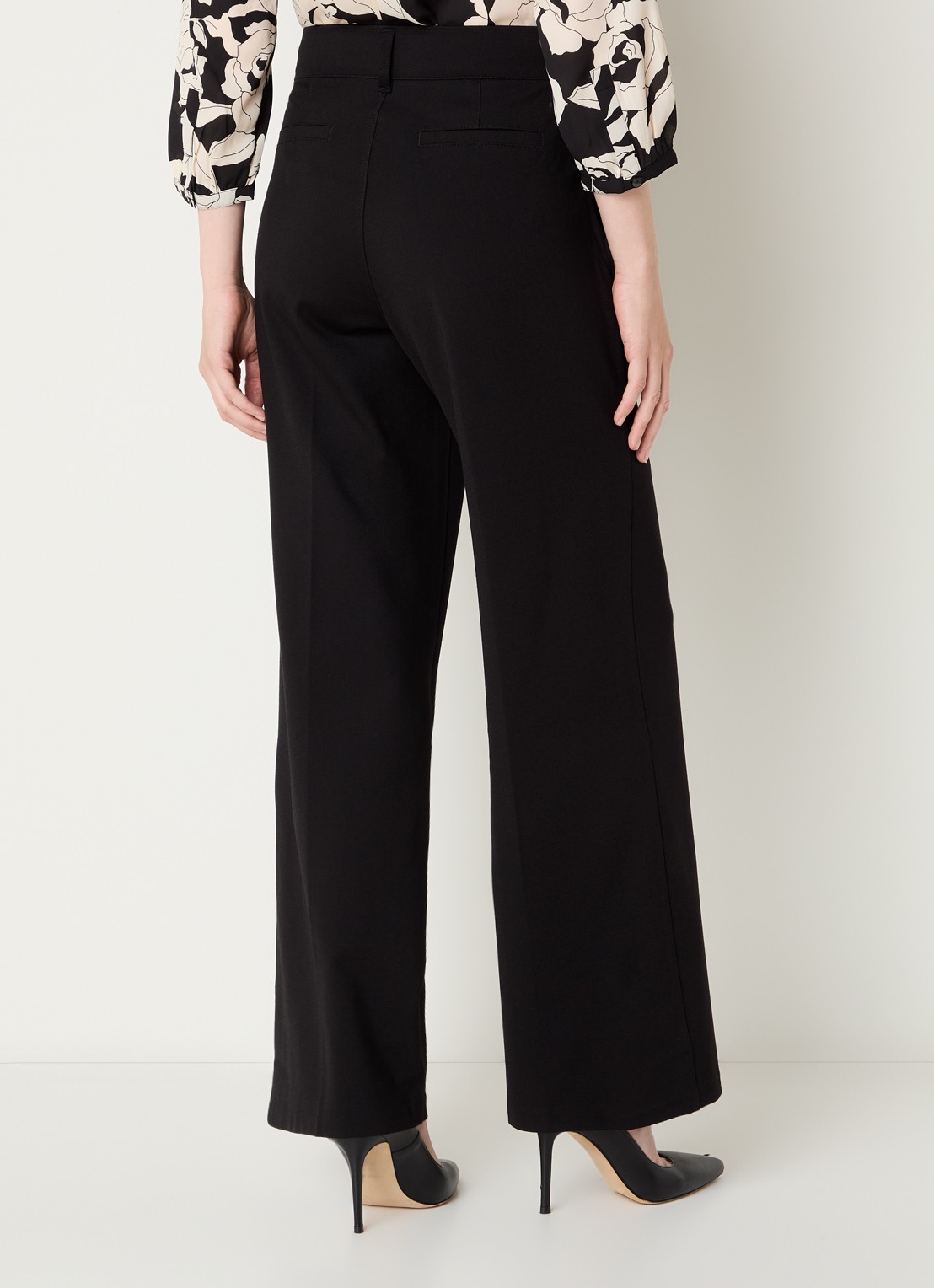 NYDJ Fiona high waist wide fit pantalon met steekzakken - achterkant zwart