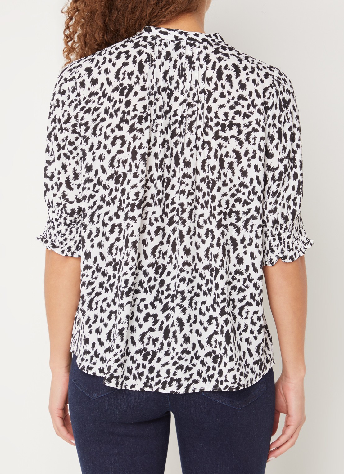 NYDJ Gato blouse met print en pofmouw - achterkant 5 zwart