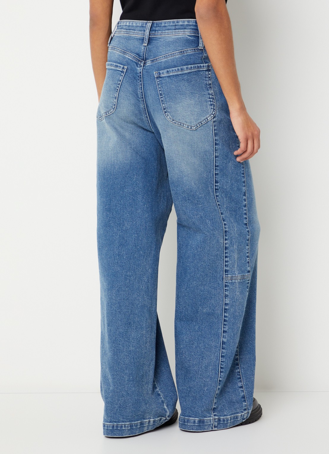 NYDJ Gracie high waist wide leg jeans met lichte wassing - achterkant 4 indigo