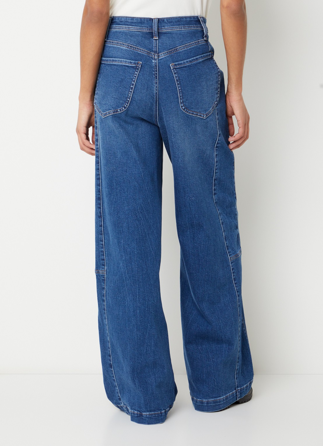 NYDJ Gracie high waist wide leg jeans met lichte wassing - achterkant zwart