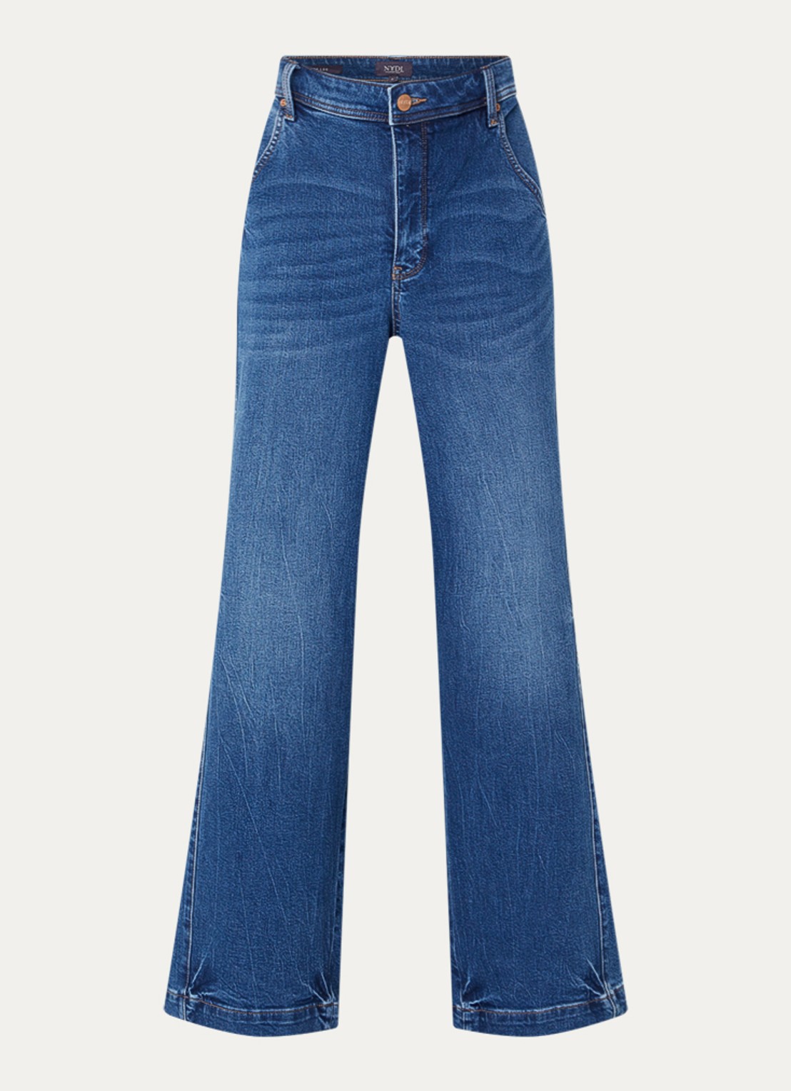 NYDJ Gracie high waist wide leg jeans met lichte wassing - voorkant 2 zwart