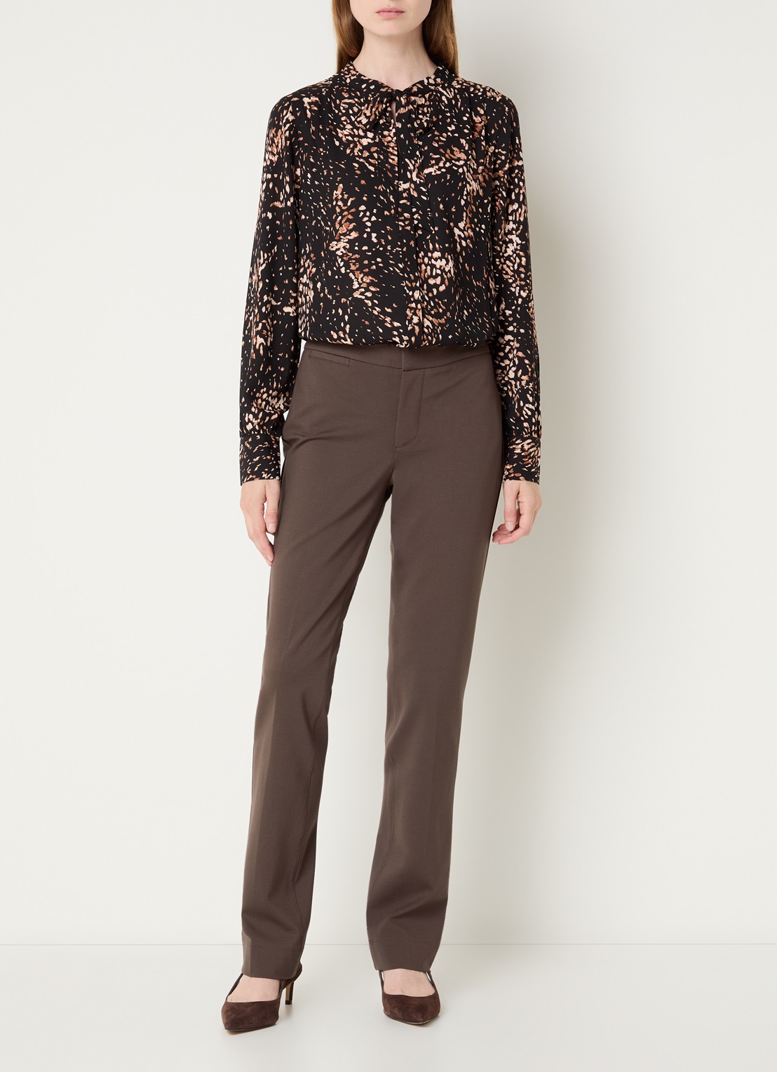 NYDJ High waist slim fit pantalon - voorkant 4 bruin