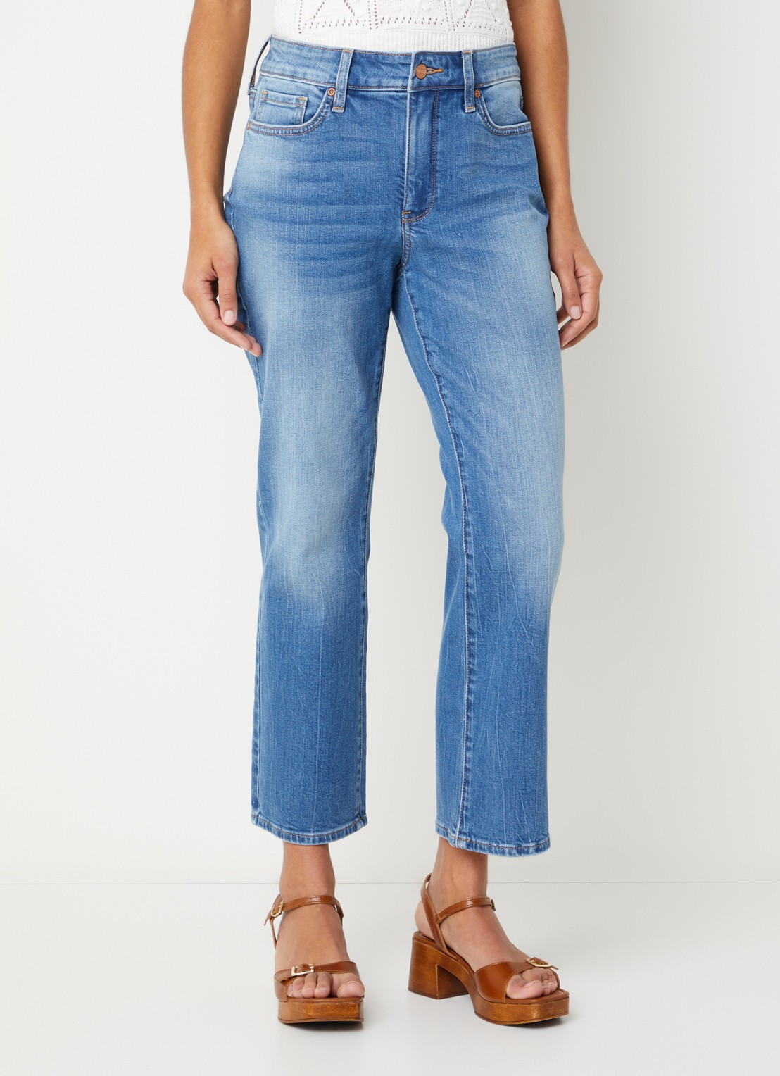NYDJ Mailyn mid waist straight fit jeans met gekleurde wassing - detail 2 indigo