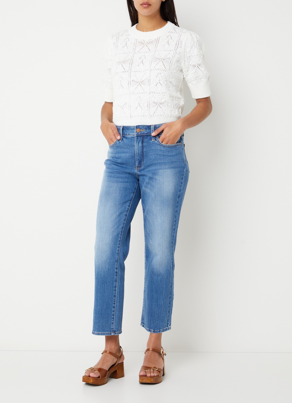 NYDJ Mailyn mid waist straight fit jeans met gekleurde wassing - voorkant 5 indigo
