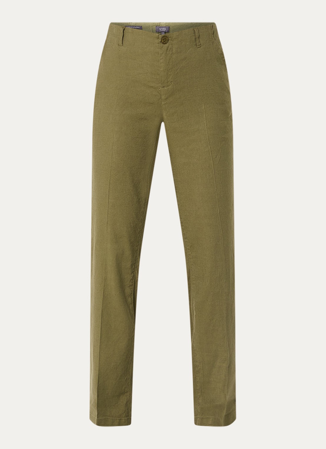 NYDJ Marilyn high waist straight fit broek in linnenblend met steekzakken - voorkant 2 legergroen