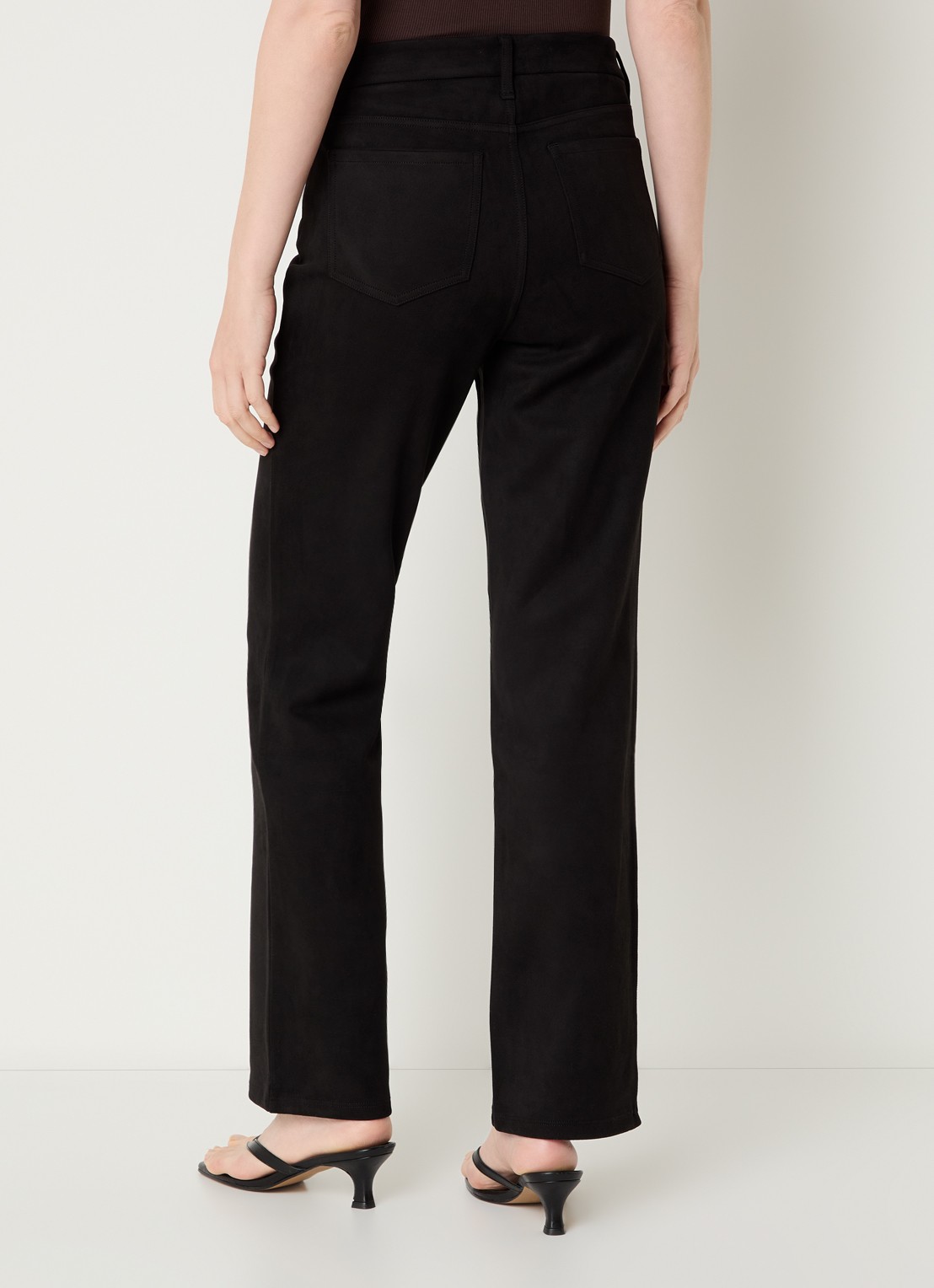 NYDJ Marilyn high waist straight fit broek van imitatiesuède - achterkant 3 zwart