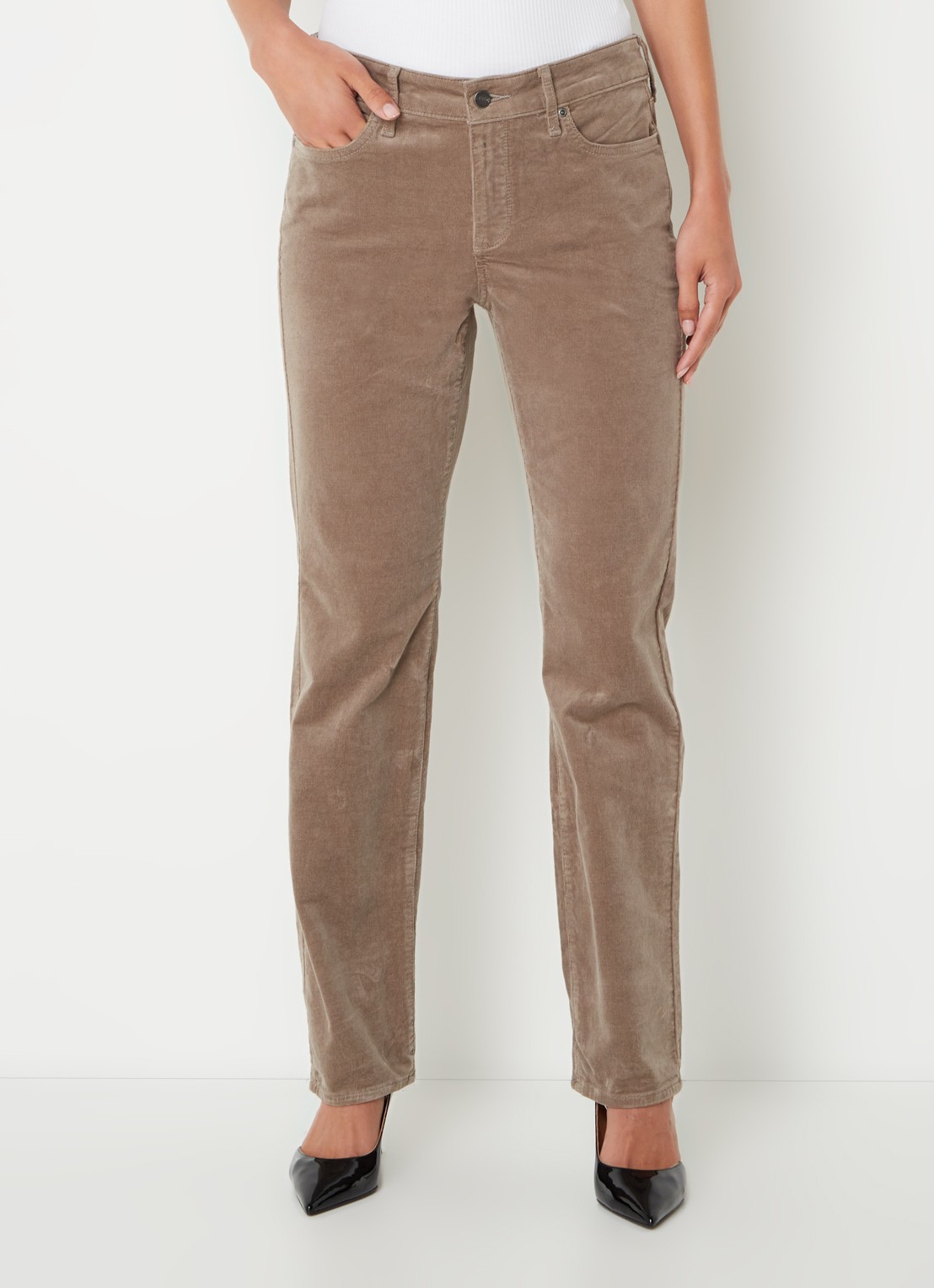 NYDJ Marilyn high waist straight fit chino van corduroy - detail 3 taupe