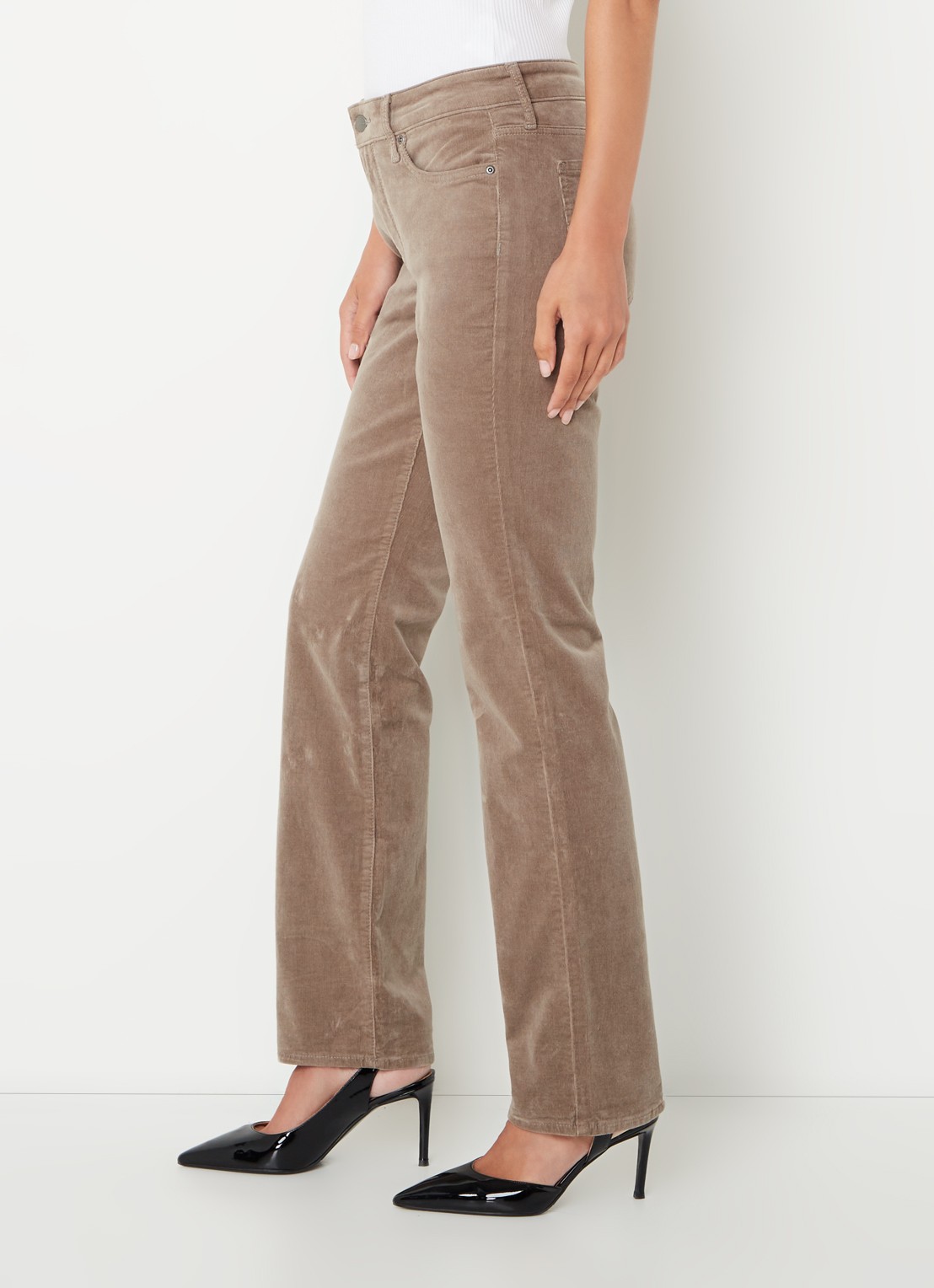 NYDJ Marilyn high waist straight fit chino van corduroy - detail 4 taupe