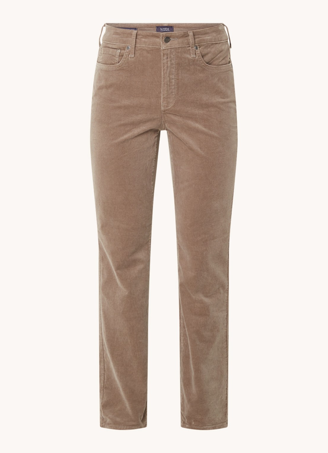 NYDJ Marilyn high waist straight fit chino van corduroy - voorkant taupe