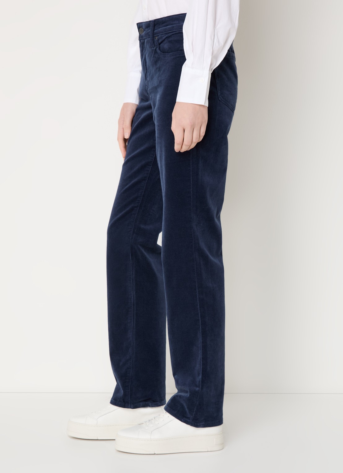 NYDJ Marilyn high waist straight fit chino van corduroy - detail 3 donkerblauw