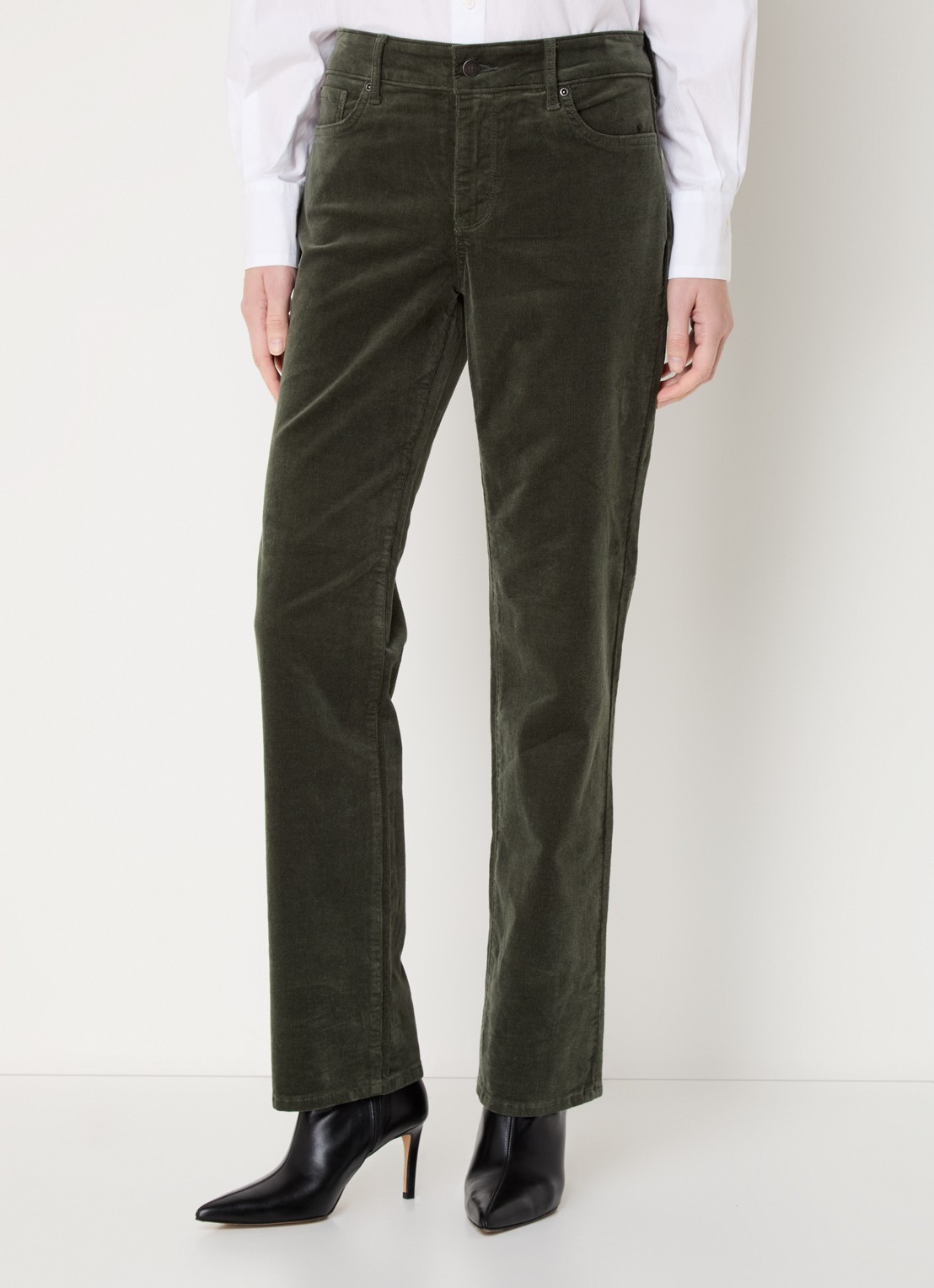 NYDJ Marilyn high waist straight fit chino van corduroy - detail 3 mosgroen