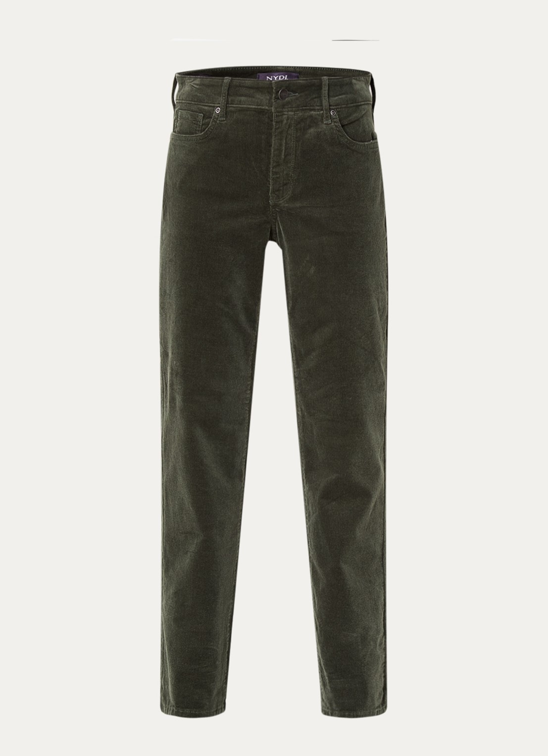 NYDJ Marilyn high waist straight fit chino van corduroy - voorkant mosgroen