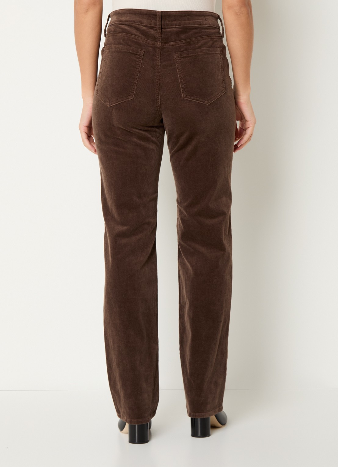 NYDJ Marilyn high waist straight fit chino van corduroy - achterkant 5 bruin