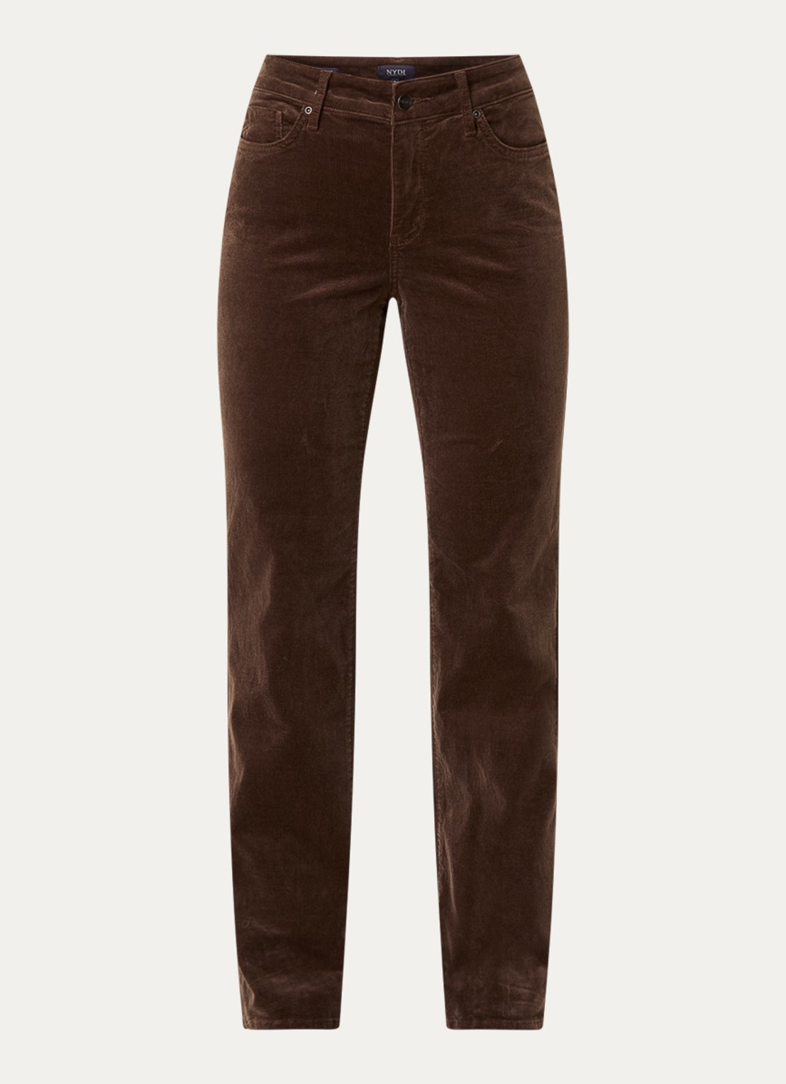 NYDJ Marilyn high waist straight fit chino van corduroy - voorkant 3 bruin