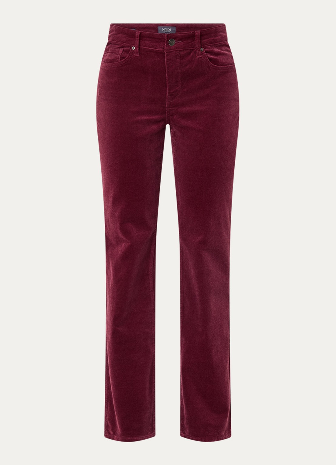 NYDJ Marilyn high waist straight fit chino van corduroy - voorkant 3 bordeauxrood