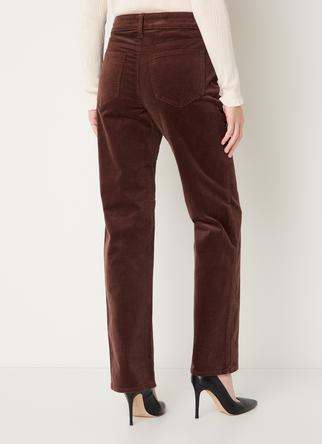 NYDJ Marilyn high waist straight fit chino van corduroy - achterkant lichtbruin