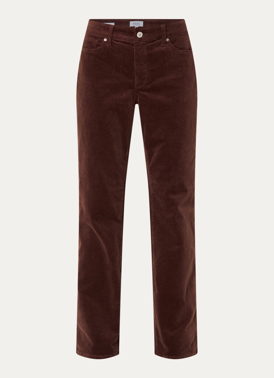 NYDJ Marilyn high waist straight fit chino van corduroy - voorkant 4 lichtbruin