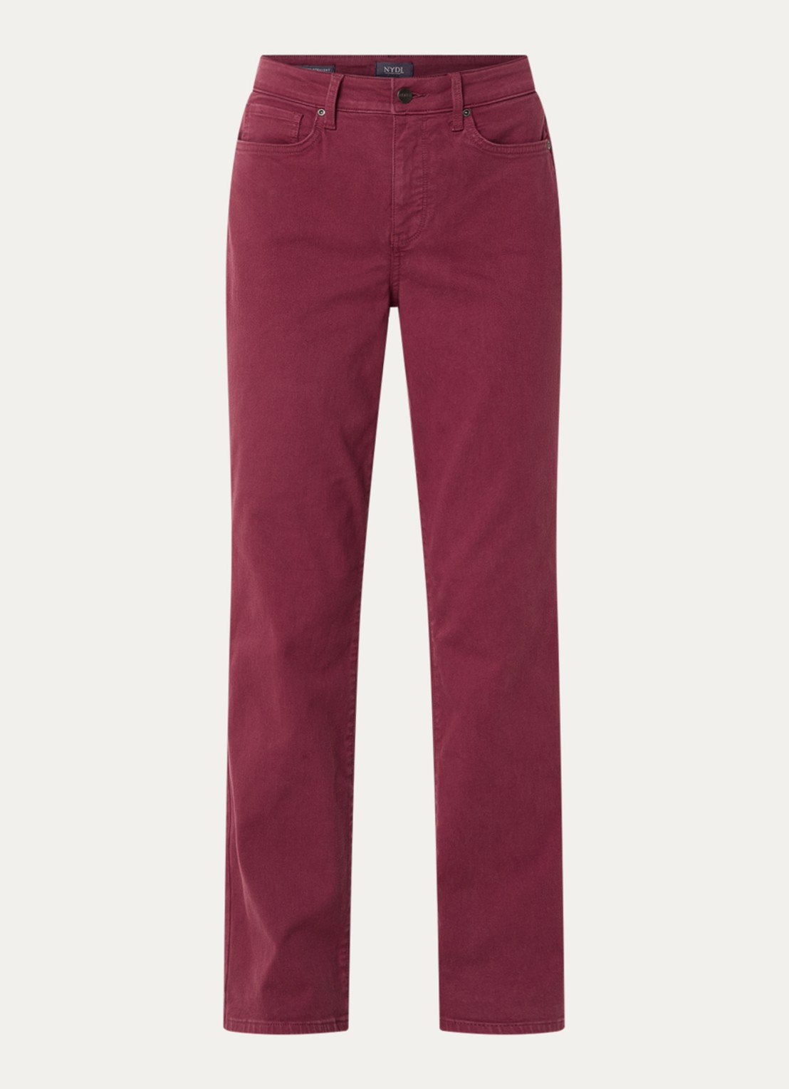 NYDJ Marilyn high waist straight leg jeans met steekzakken - voorkant 4 bordeauxrood