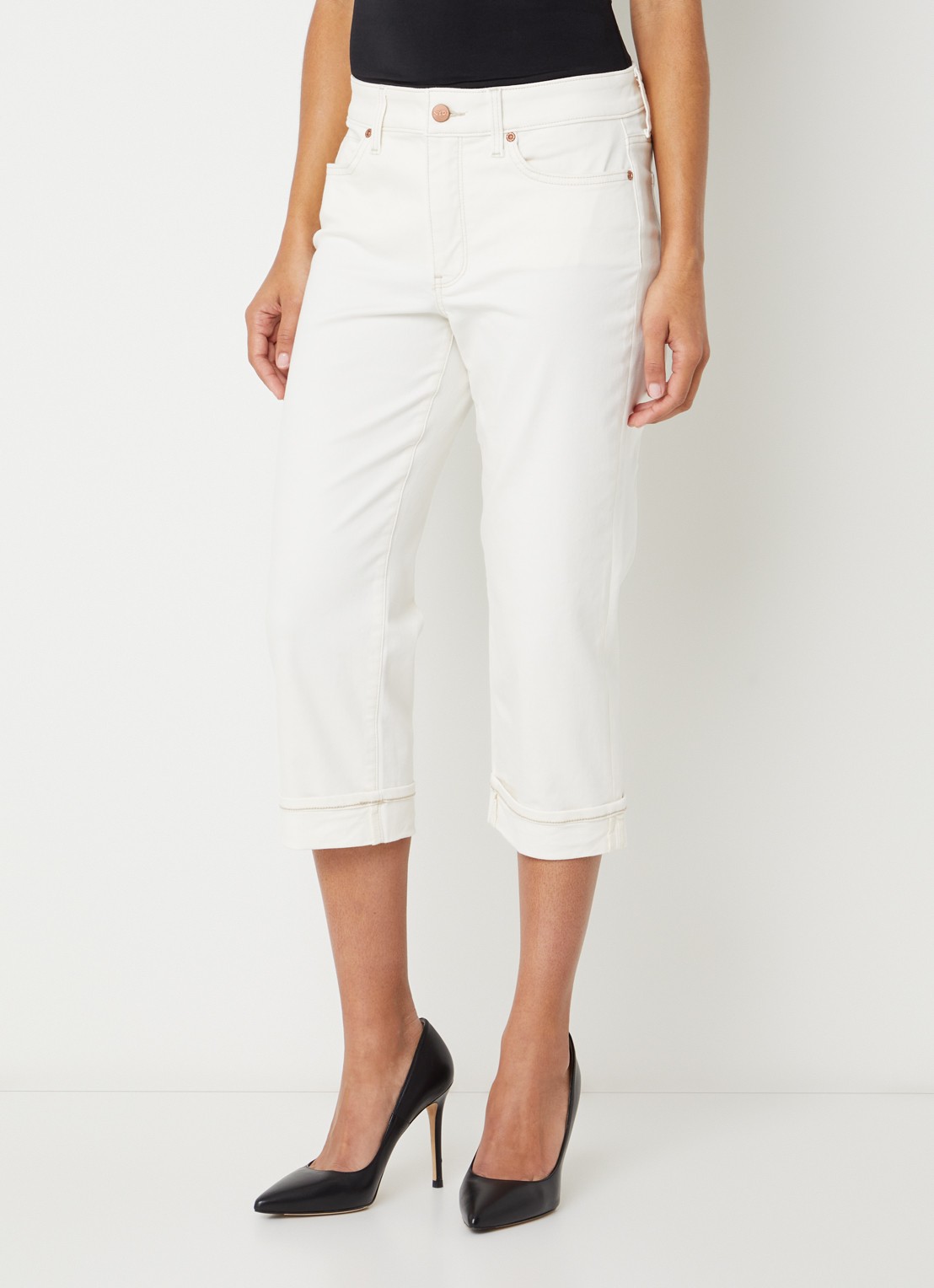 NYDJ Marilyn low waist straight leg jeans met gekleurde wassing - detail 4 wit